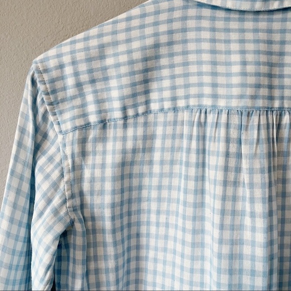 Joie NWT Lidelle Cotton Gauze Button Down Gingham Shirt Blue/White Size XXS $228 - Picture 11 of 14